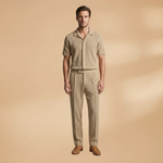 Summer Set with Short-Sleeved Shirt and Elastic Trousers