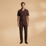 Summer Set with Short-Sleeved Shirt and Elastic Trousers