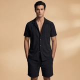 Summer Set with Short-Sleeve Shirt and Drawstring Shorts
