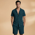 Summer Set with Short-Sleeve Shirt and Drawstring Shorts
