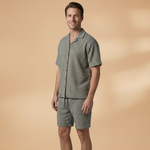 Summer Set with Short-Sleeve Shirt and Elastic Waist Shorts