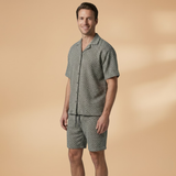 Summer Set with Short-Sleeve Shirt and Elastic Waist Shorts