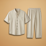 Summer Set with Short-Sleeved Shirt and Long Trousers