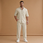 Summer Set with Short-Sleeved Shirt and Long Trousers