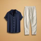 Summer Set with Short-Sleeved Shirt and Tapered Trousers