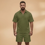 Set with Half-Zip and Quilted Texture