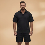 Set with Half-Zip and Quilted Texture