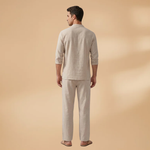 Set with Lace-Up Shirt and Wide-Leg Trousers