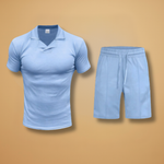 Sportswear Set with Polo Collar and Elastic Waistband