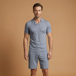 Sportswear Set with Polo Collar and Elastic Waistband