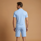 Sportswear Set with Polo Collar and Elastic Waistband