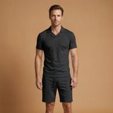 Sportswear Set with Polo Collar and Elastic Waistband
