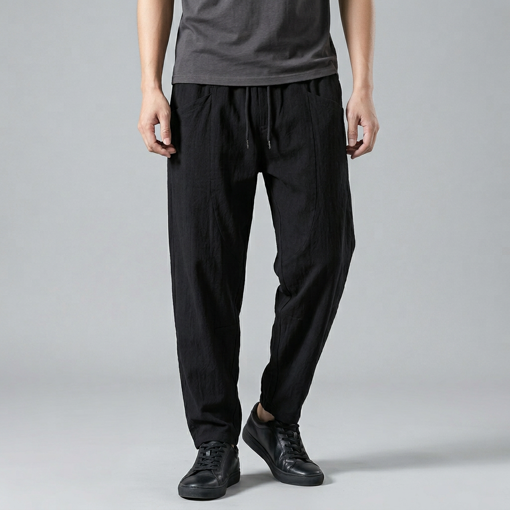 Men’s Elastic Waist Cropped Pants with Drawstring