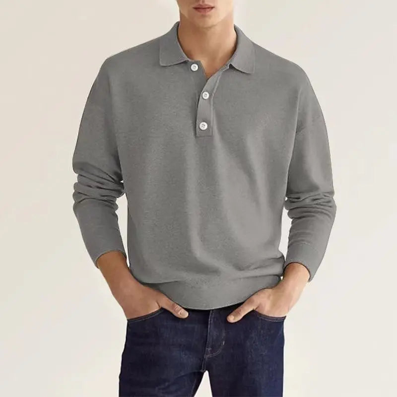 Men’s Long Sleeve Polo Shirt with Button Placket