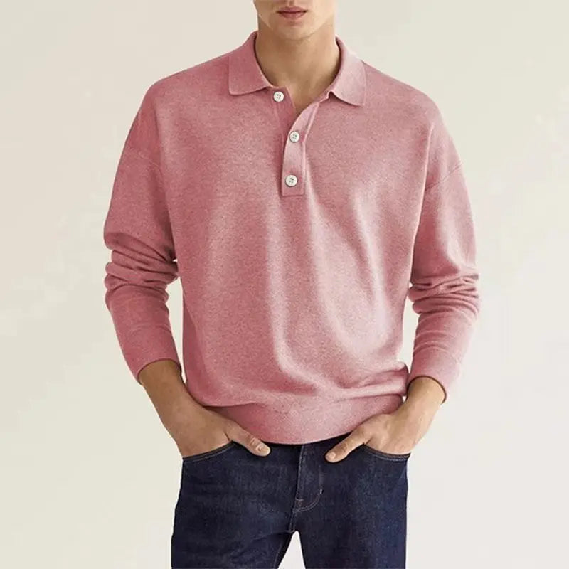 Men’s Long Sleeve Polo Shirt with Button Placket