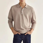 Long Sleeve Polo Shirt with Button Placket
