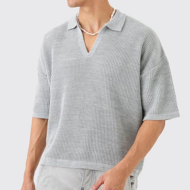 Men’s Polo Shirt with Waffle Texture