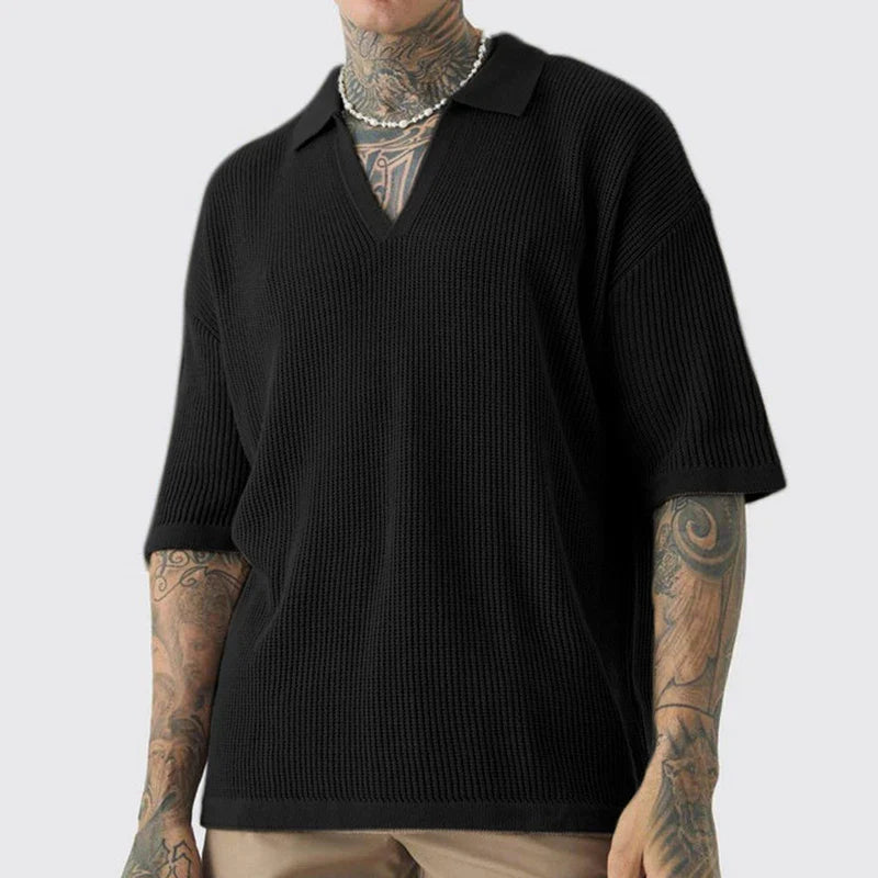 Men’s Polo Shirt with Waffle Texture