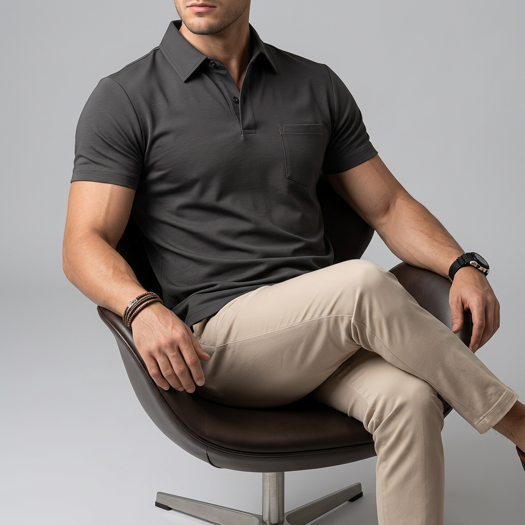 Men’s Short Sleeve Polo Shirt with Chest Pocket