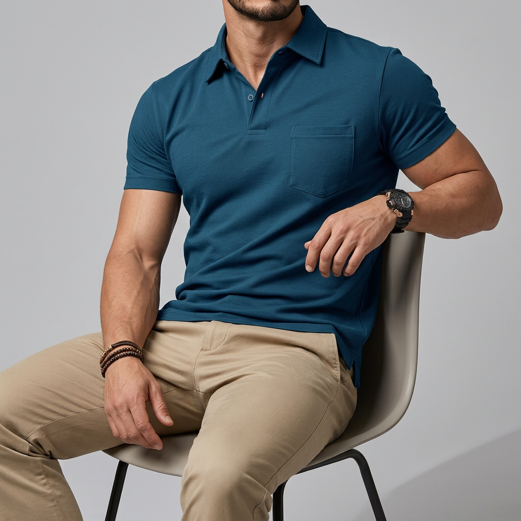 Men’s Short Sleeve Polo Shirt with Chest Pocket