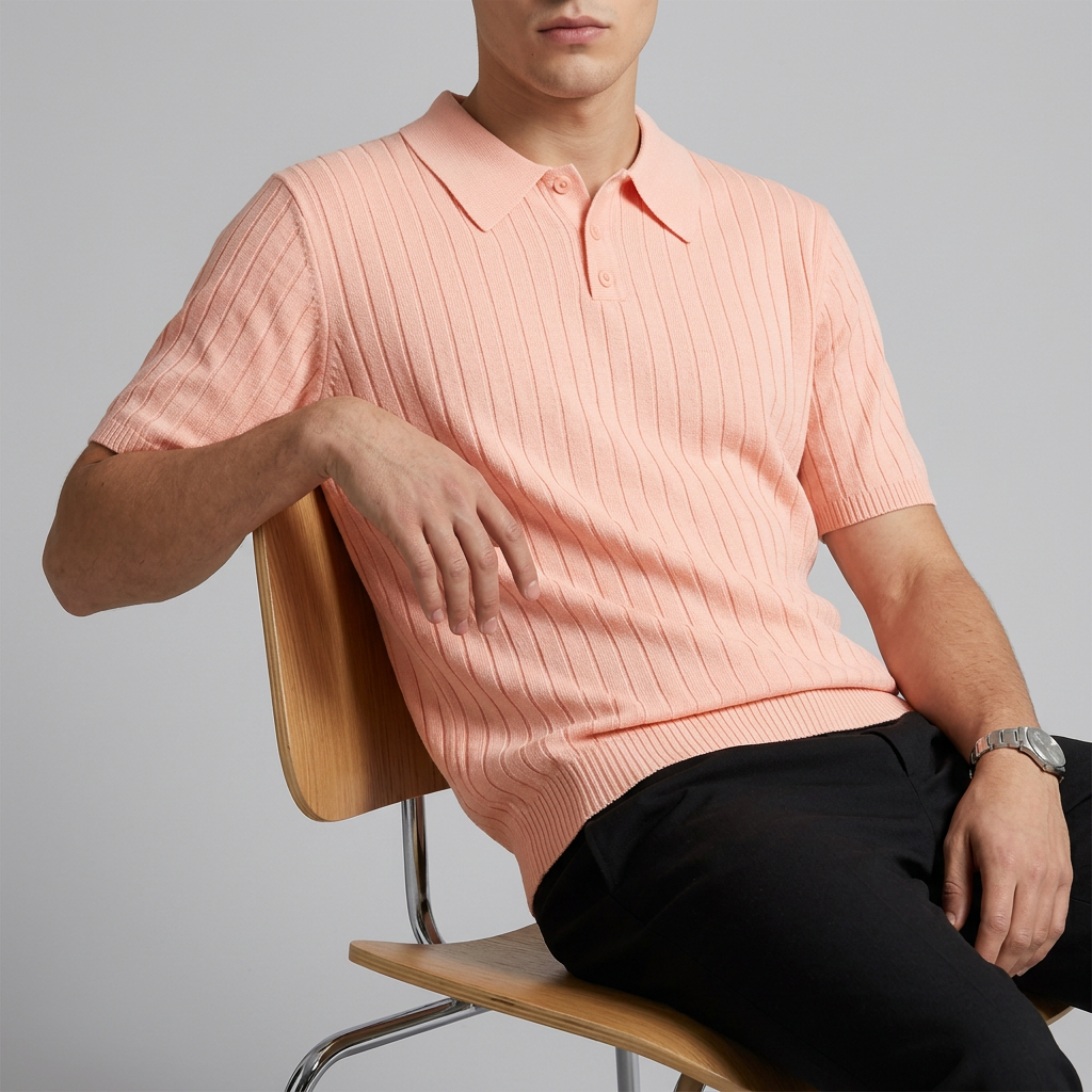 Men’s Short Sleeve Ribbed Polo Shirt
