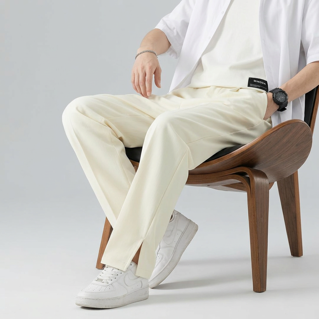 Men’s Straight-Leg Trousers with Front Seam
