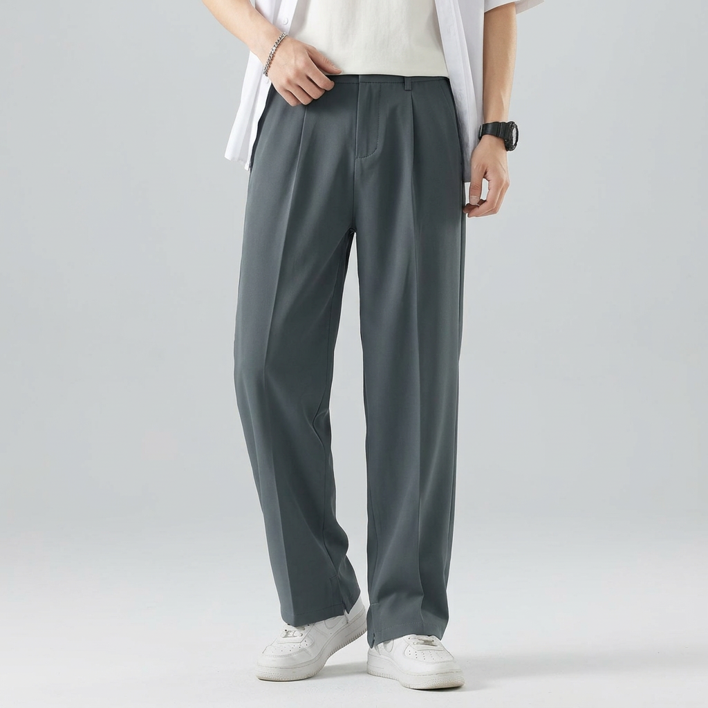 Men’s Straight-Leg Trousers with Front Seam