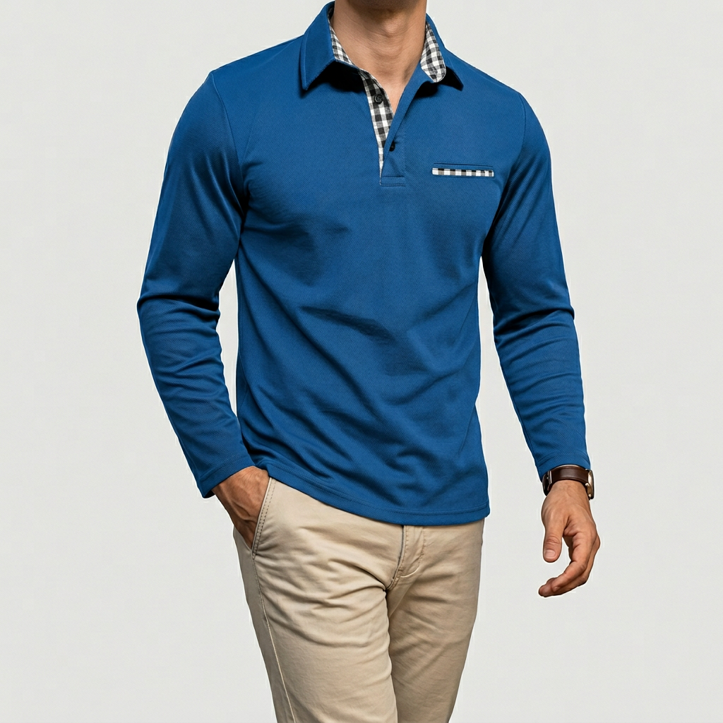 Men's Summer Polo Shirt with Long Sleeves