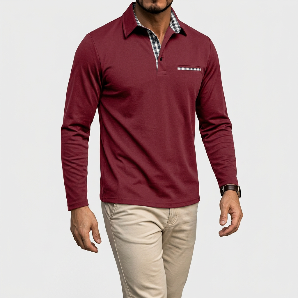 Men's Summer Polo Shirt with Long Sleeves