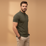 Polo Shirt with Button Collar and Fit