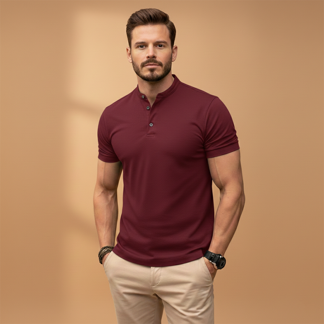 Men’s Polo Shirt with Button Collar and Fit