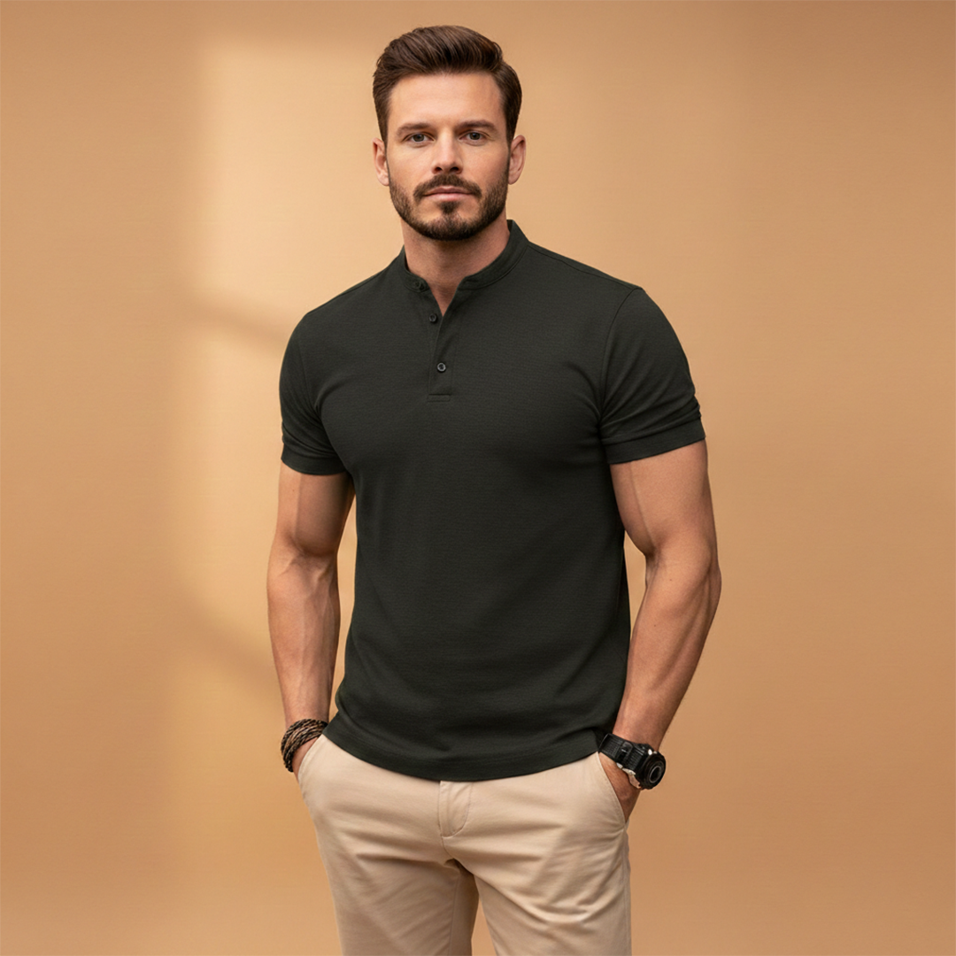 Men’s Polo Shirt with Button Collar and Fit