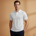 Polo Shirt with Buttoned Collar and Textured