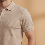 Polo Shirt with Buttoned Collar and Textured