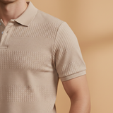 Polo Shirt with Buttoned Collar and Textured