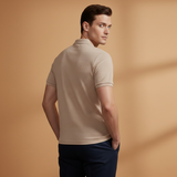 Polo Shirt with Buttoned Collar and Textured