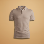 Polo Shirt with Buttoned Collar and Textured