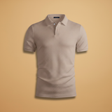 Polo Shirt with Buttoned Collar and Textured