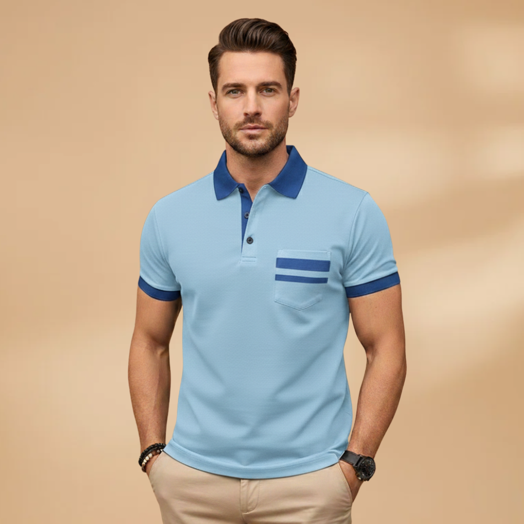Tommy Men’s Polo Shirt with Collar and Chest Pocket