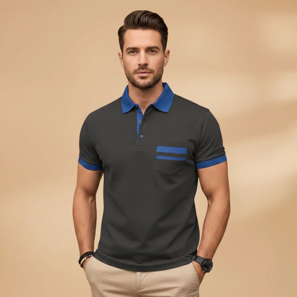 Tommy Men’s Polo Shirt with Collar and Chest Pocket