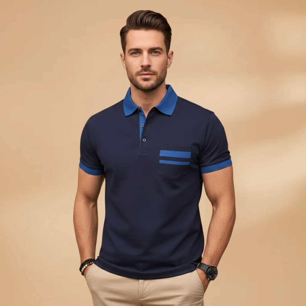 Tommy Men’s Polo Shirt with Collar and Chest Pocket
