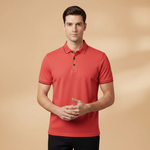 Polo Shirt with Contrast Trim and Short Sleeves
