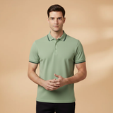 Polo Shirt with Contrast Trim and Short Sleeves