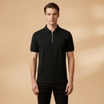 Tommy Polo Shirt with Zipper and Slim Fit Design