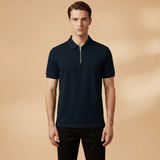 Tommy Polo Shirt with Zipper and Slim Fit Design