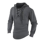LACE-UP KNIT HOODIE FOR MEN