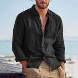 LAPEL BUTTON COTTON SHIRT FOR MEN