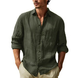 LINEN BLEND BUTTON SHIRT FOR MEN