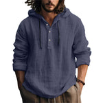 LINEN BLEND HOODIE SHIRT FOR MEN
