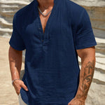 LINEN V-NECK SHIRT FOR MEN